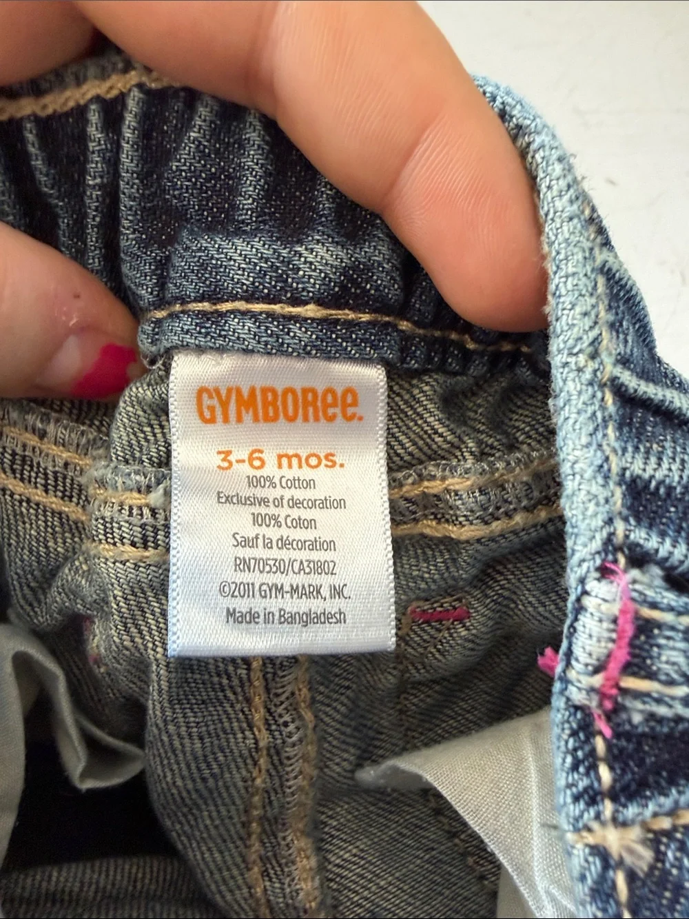 Gymboree Dark Denim Capri Jeans with Pink Bird & Floral Appliqués